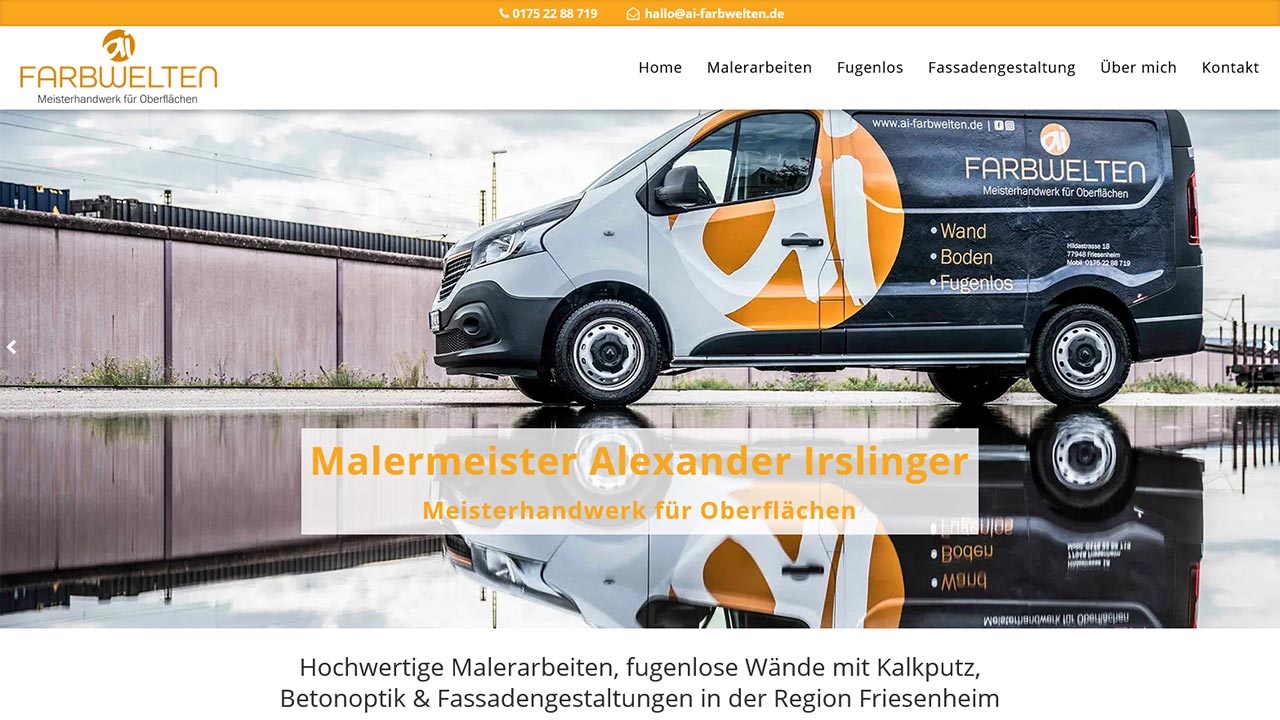 Maler Friesenheim Kalkputz Fugenlos Betonoptik Fassadengestaltung WordPress Webdesign